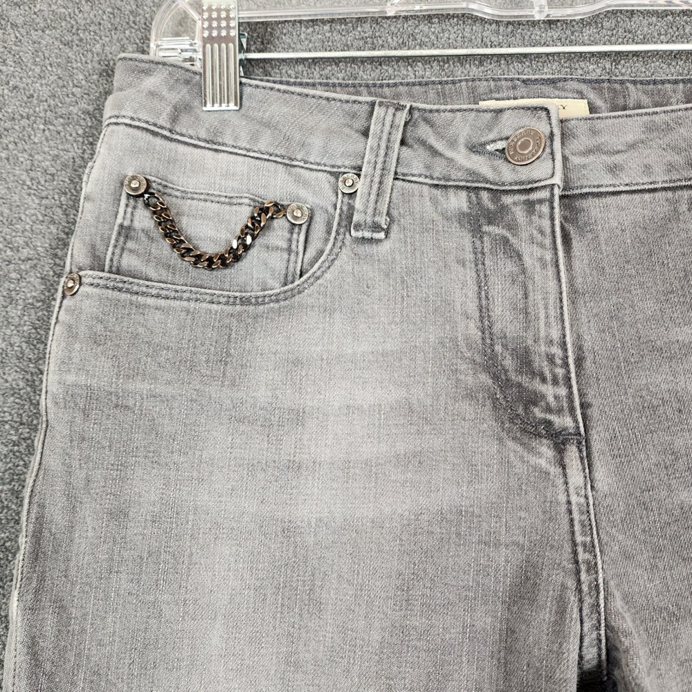 Burberry London Grey Straight Leg Jeans Chain Detail Knightsbridge Denim Womens - Picture 2 of 12